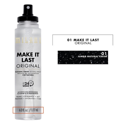 Milani Make It Last Jumbo XL Setting Spray, Prime + Hydrate + Set, Natural Finish, 6 fl oz