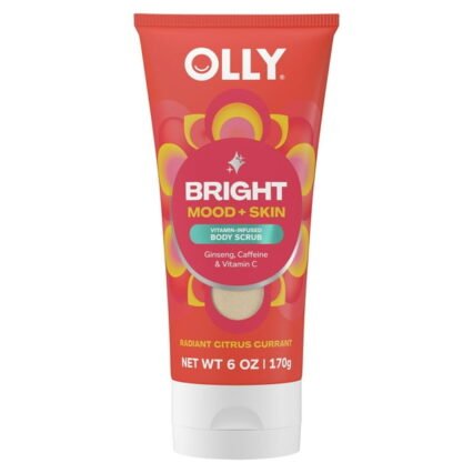 OLLY Vitamins Bright Body Scrub Exfoliates & Repairs Skin Barrier Citrus Currant, 6 oz