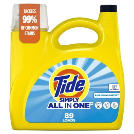 Tide Simply All-in-One Liquid Laundry Detergent, Refreshing Breeze Scent, 117 fl oz, 89 Loads